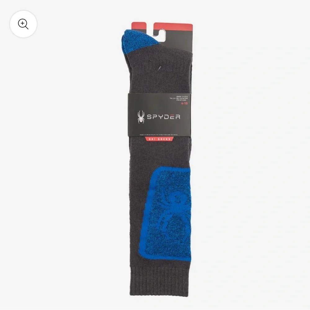 NWT Spyder Full Cushion Ski Socks Gray Blue Youth Boys Girls Shoe Size 4-10